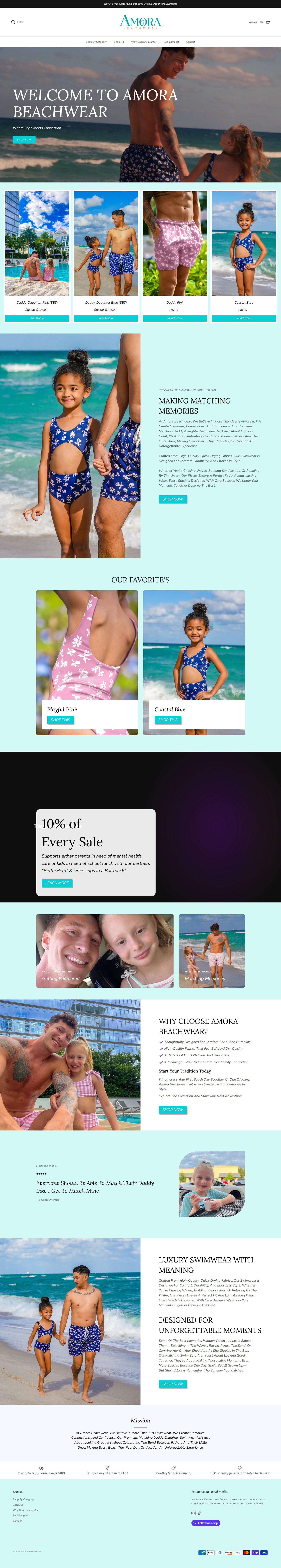 Amora Beachwear homepage
