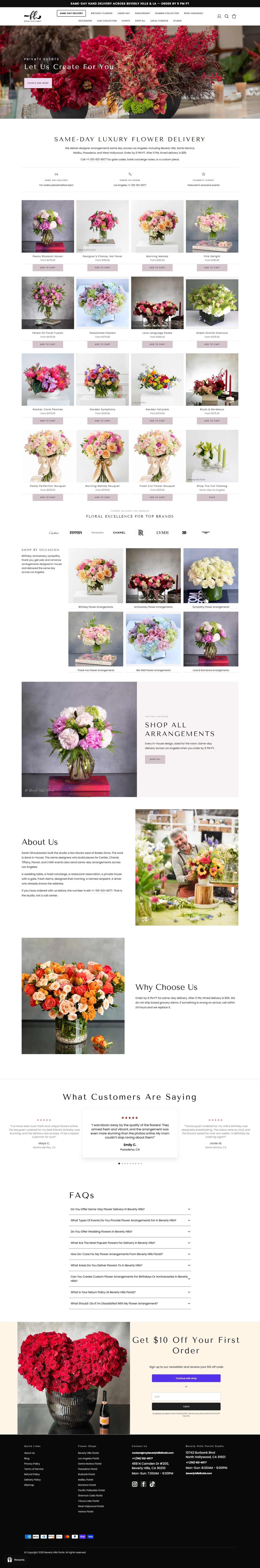 Beverly Hills Florist homepage