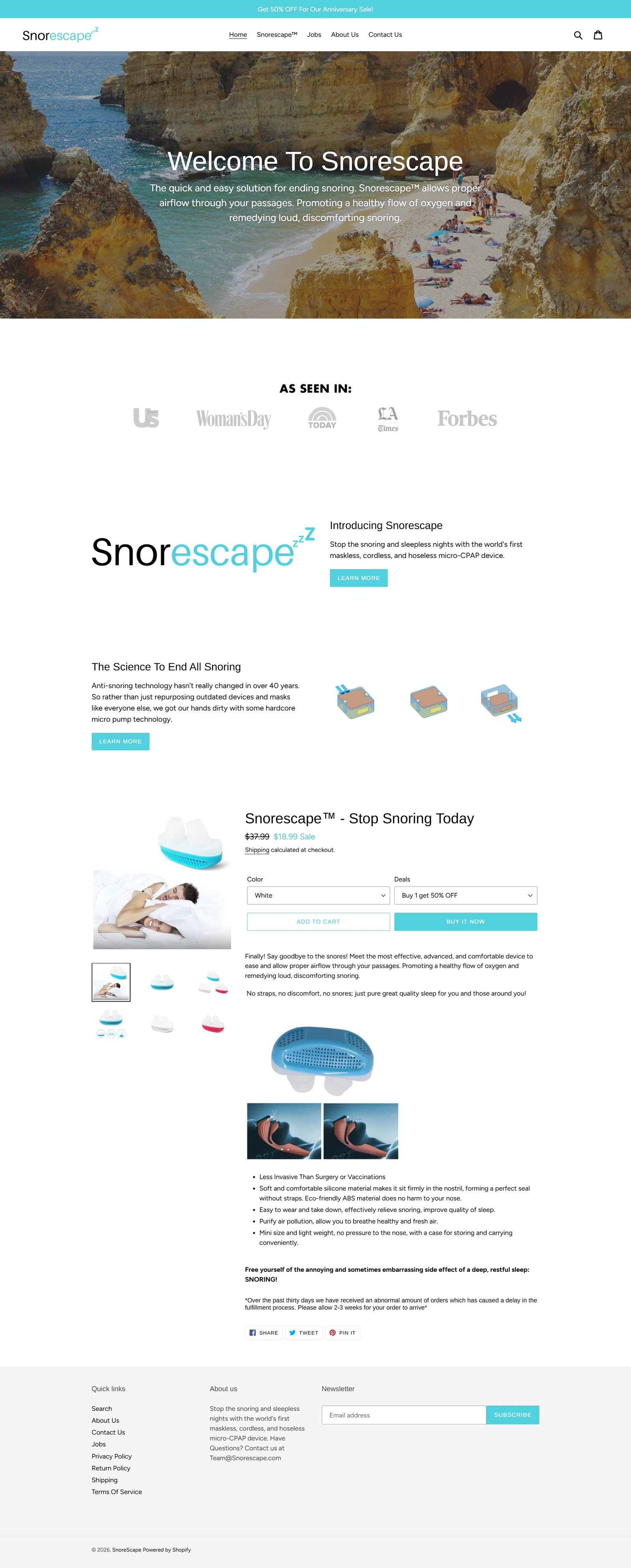 SnoreScape homepage