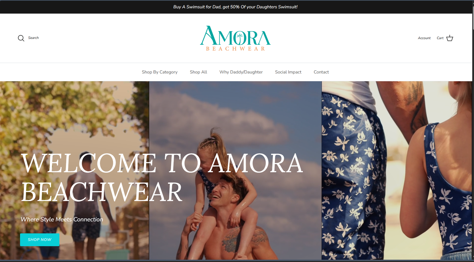 Amora Beachwear website screenshot