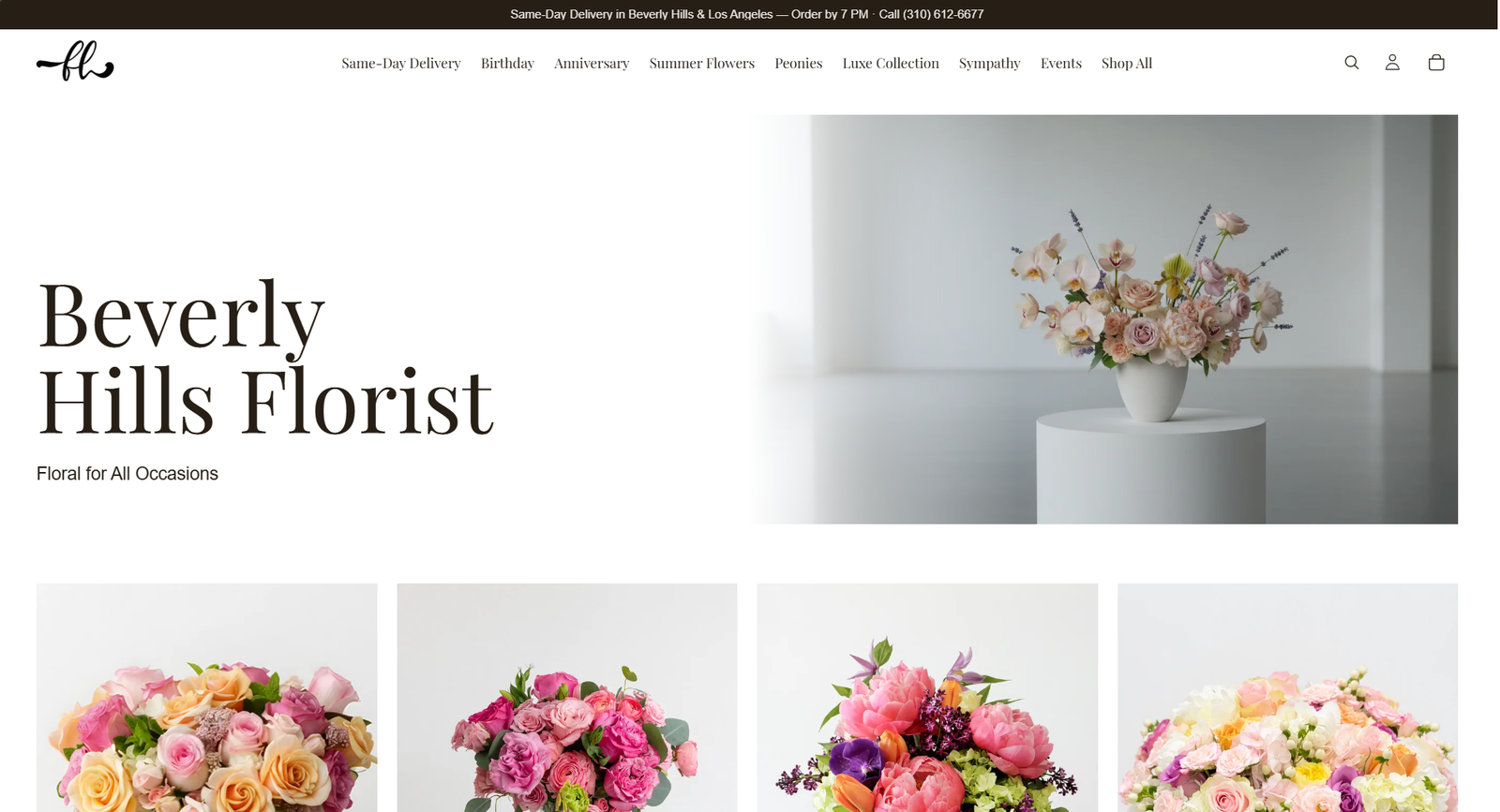 Beverly Hills Florist website screenshot