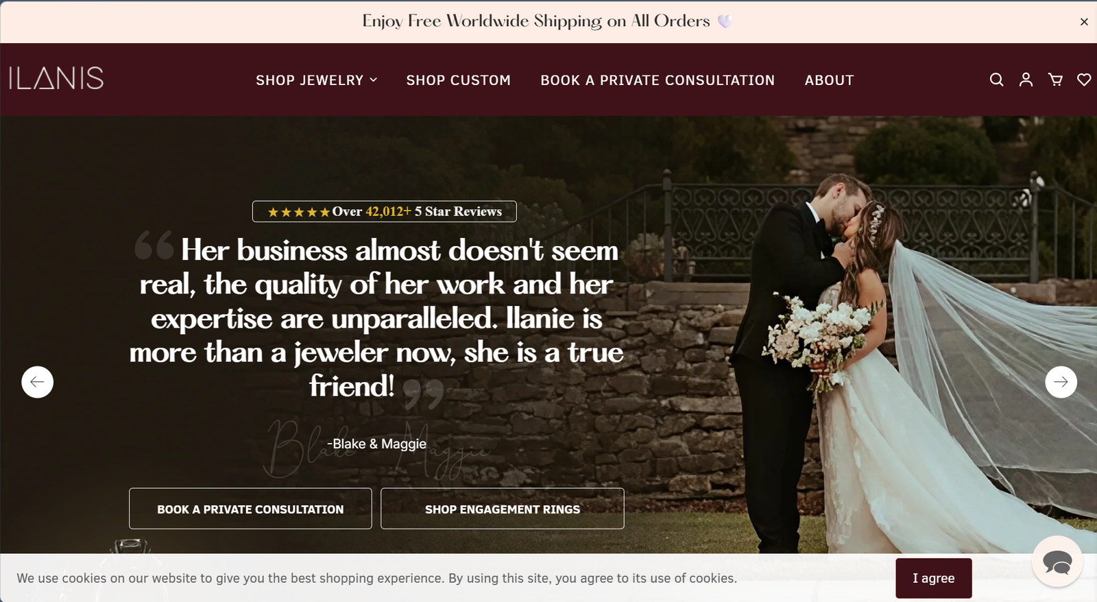 Ilani's Diamonds website screenshot