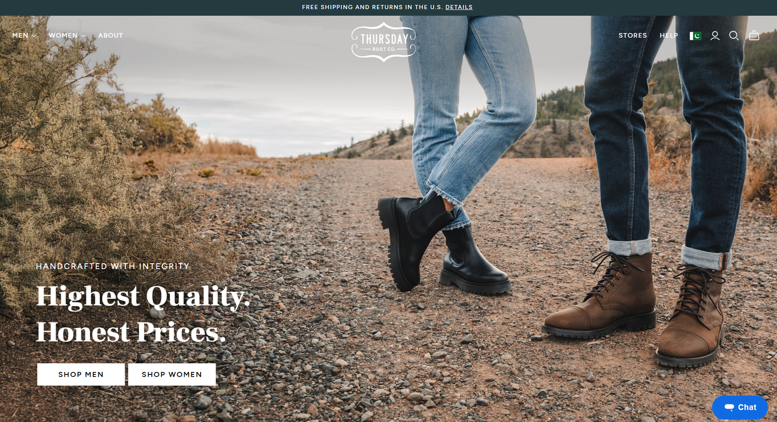 Thursday Boots website screenshot