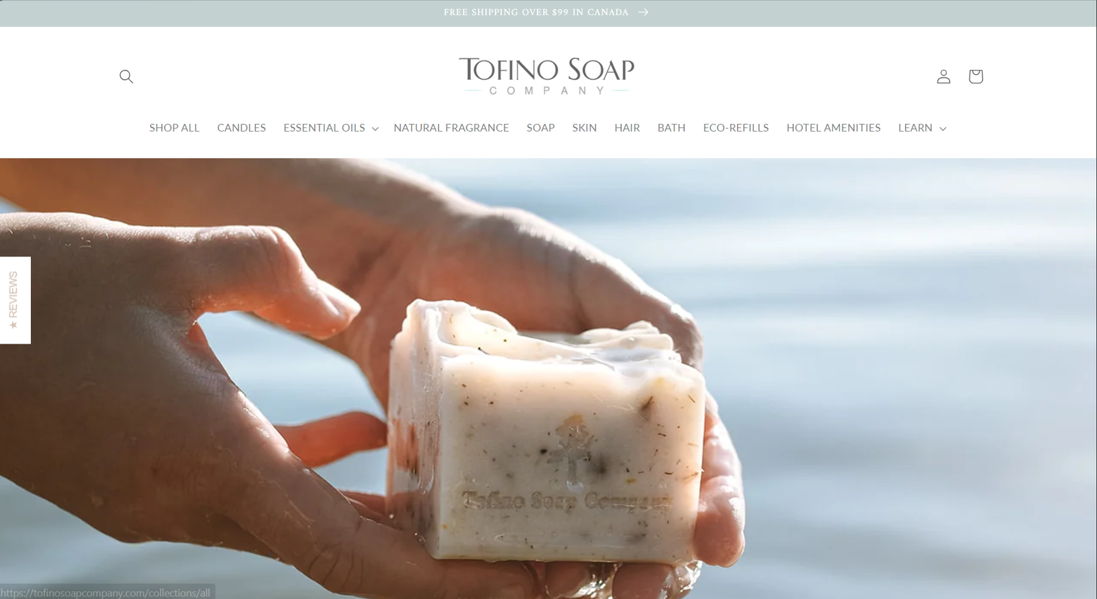 Tofino Soap Company website screenshot